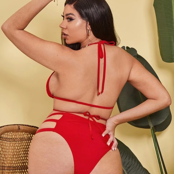 NWT Size 3X Red High Waisted Bikini - Picture 2 of 8